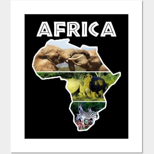 African Wildlife Continent Collage Posters and Art